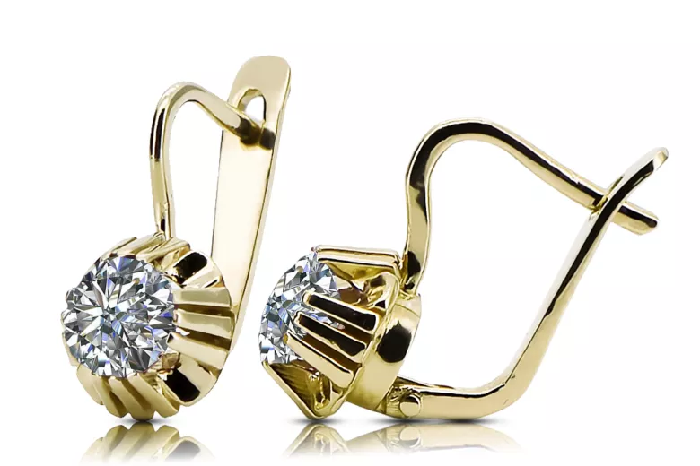 Винтидж стил Обеци Циркон 14K жълто злато vec027y